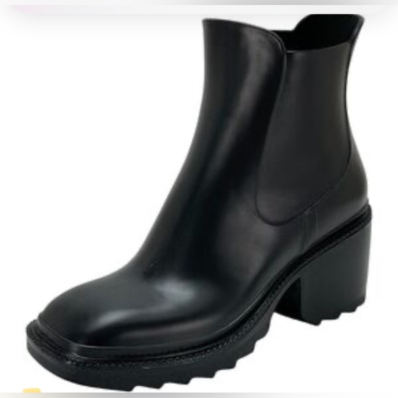 🌼💚💚NEW. INC International Concepts Rain Boots Black Ankle Block - Picture 2 of 7